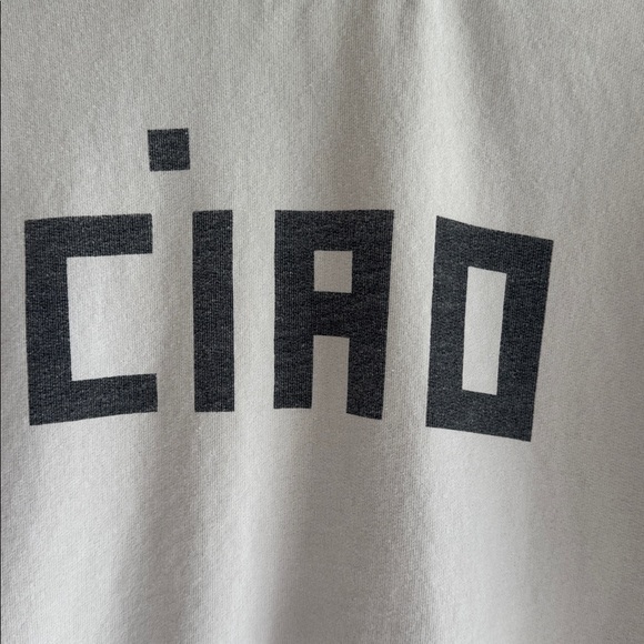 Clare V Beige Gray Crewneck Sweatshirt with Black 'CIAO' Graphic Small - Picture 5 of 7